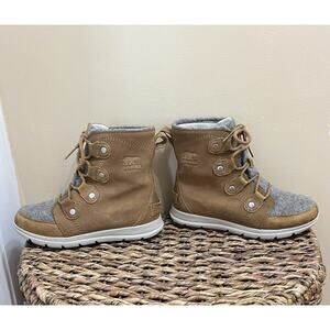 Sorel Boots Womens Explorer Joan Insulated Snow Boot Brown Suede 7.5